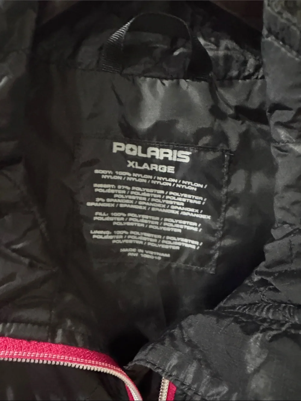 Women's Black Polaris Quilted Vest with Reddish Pink Trim - Picture 3 of 6